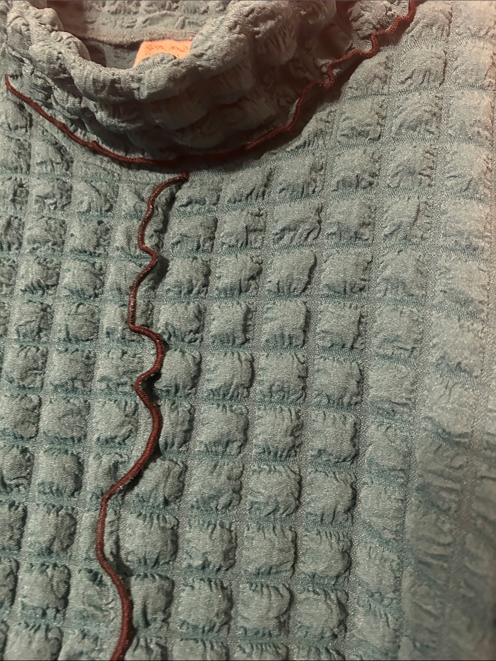 Zadie B’s sleeveless Textured Teal Tunic with Draped Cowl Neck - Picture 4 of 5